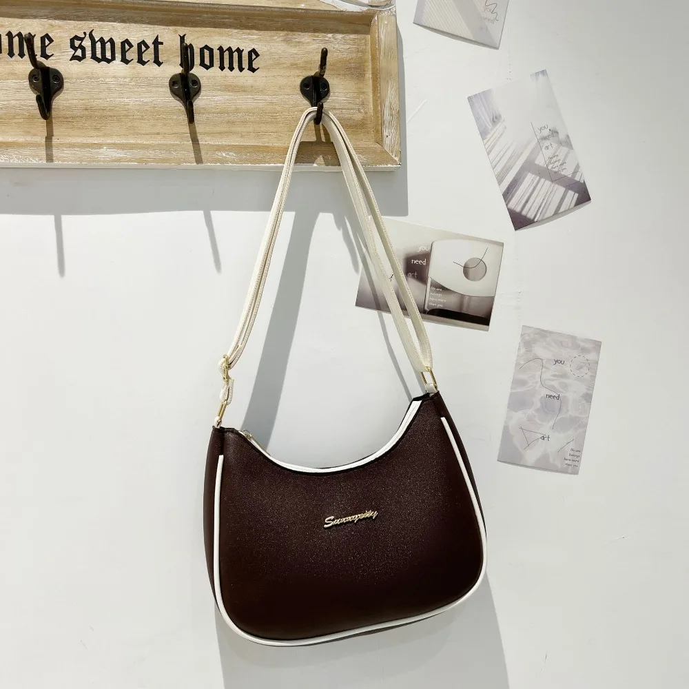 Tas Selempang Wanita Kulit PU Vintage 4 Warna Tas Bahu Korea Kapasitas Besar Tali Tahan Air Tas Ketiak Wanita Anak Perempuan