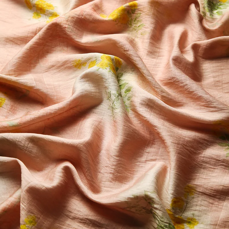 Dunne micro-transparante bedrukte linnen stof gaas rok Hanfu shirt Cheongsam nieuwe Chinese stijl nationale stijl stof