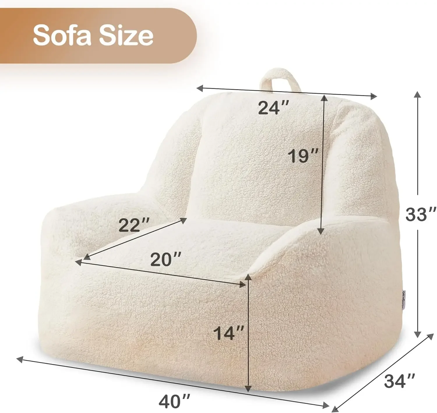 Chair Sherpa Bean Bag Lazy Sofa Beanbag Chairs for Adults with High Density Foam Filling Modern Accent Chairs