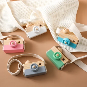 1 adet ahşap bebek kamerası fotoğraf Prop fotoğrafçılık bebek odası süslemeleri dekor moda kolye Goods nd mal oyuncaklar hediye çocuklar kamera