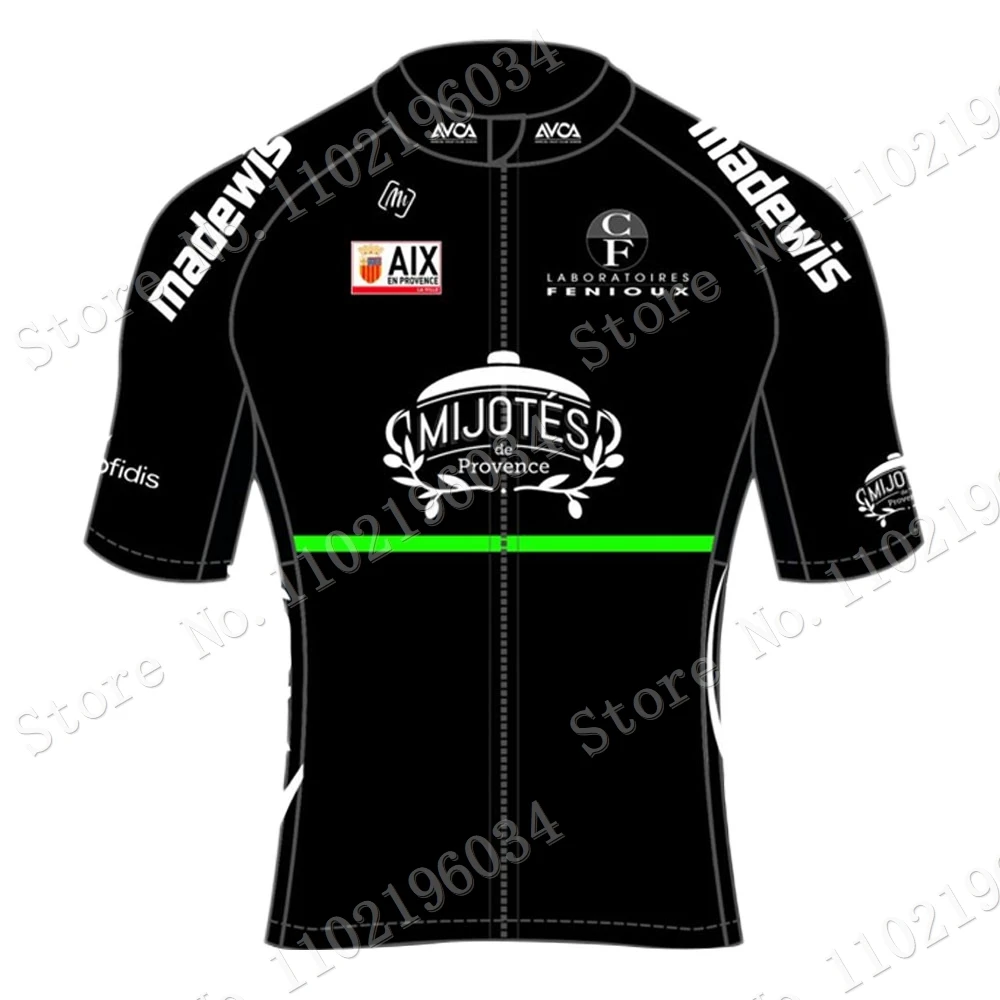 AVC AIX-EN-PROVENCE 2023 Team Cycling Jersey Set Short Sleeve Black Clothing Mens Road Bike Shirts Suit Bicycle Bib Shorts MTB