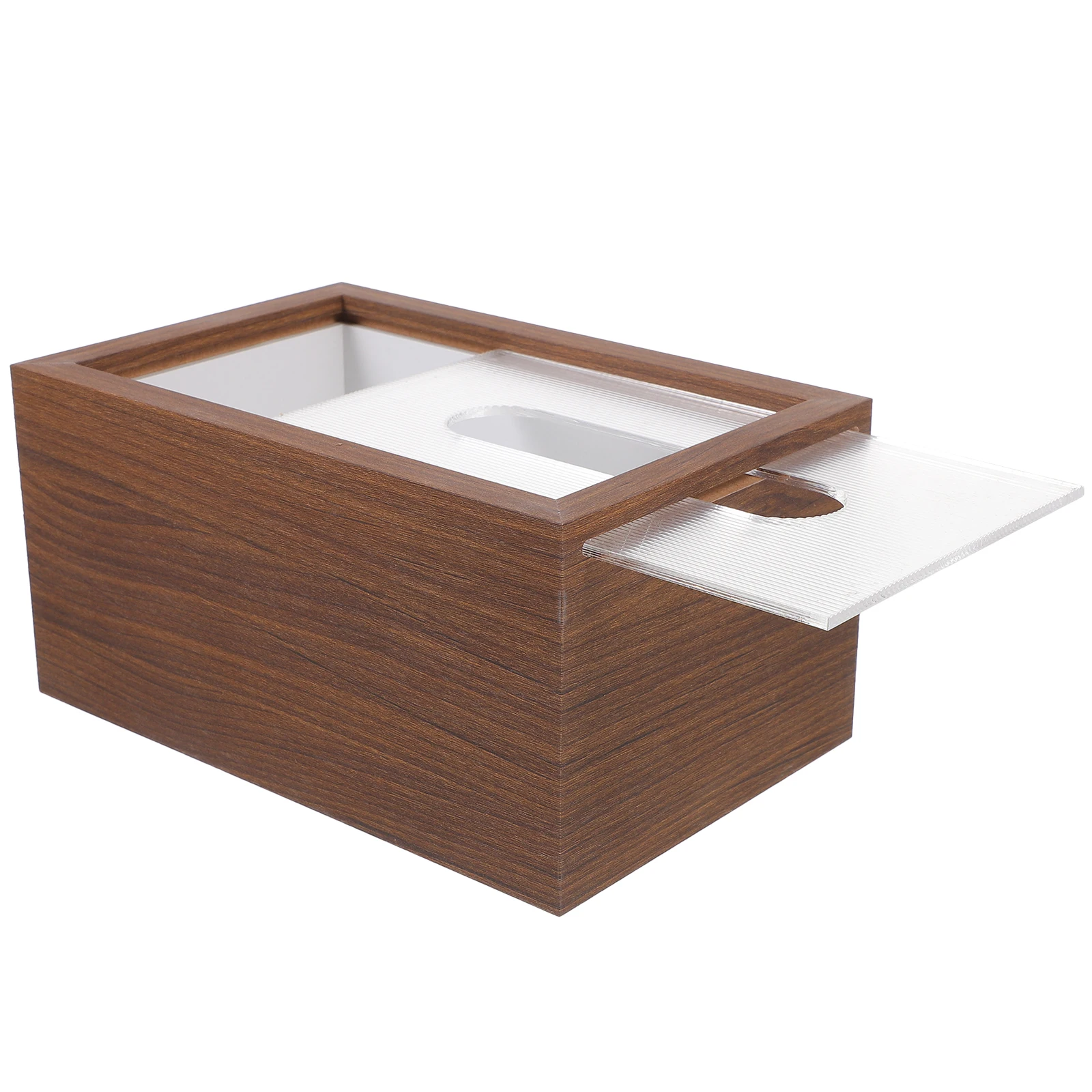 

Wooden Tissue Box Holder Acrylic Walnut Pattern Large Capacity Bathroom Office Living Room Paper Towel Dispenser Household