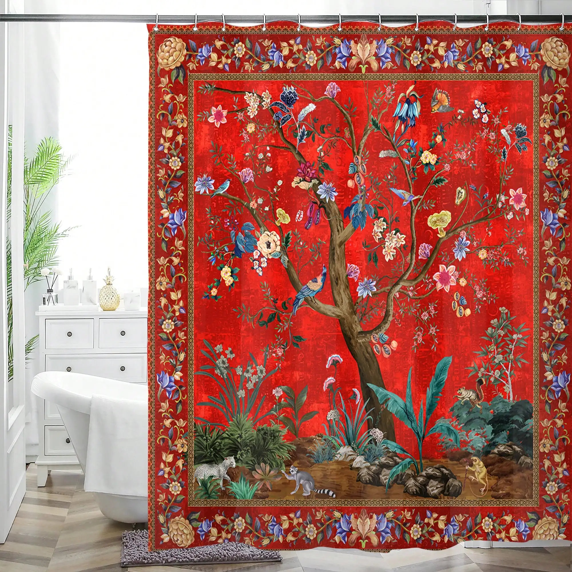 Oriental Garden Shower Curtain - Anti-Mold, Waterproof Bathroom Decor, Unique Gift, Stylish Design, Elegant