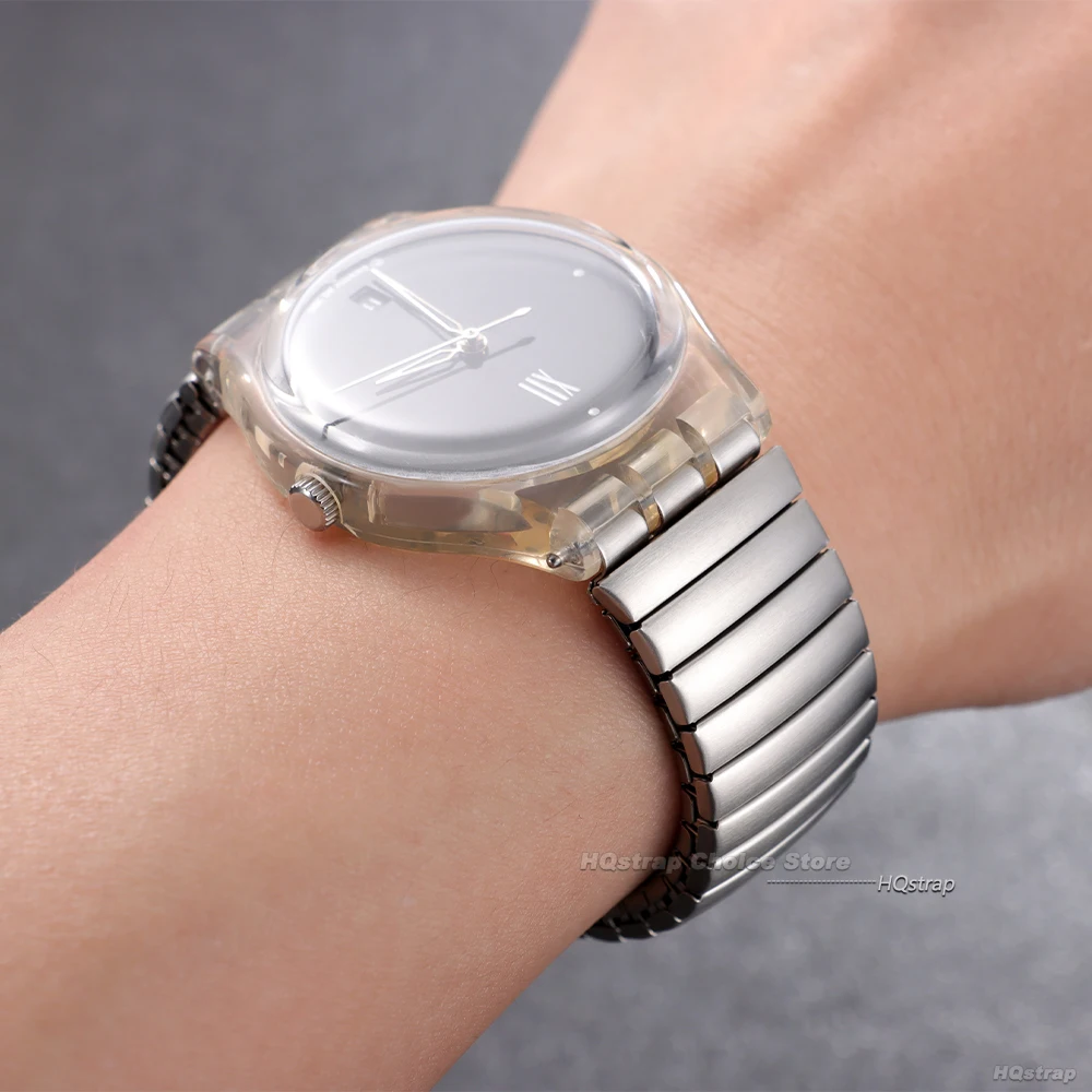 ステンレス鋼弾性ストレッチストラップ見本マットポリッシュバンド金属拡張ストラップリストバンド 17 ミリメートル 20 ミリメートル時計アクセサリー