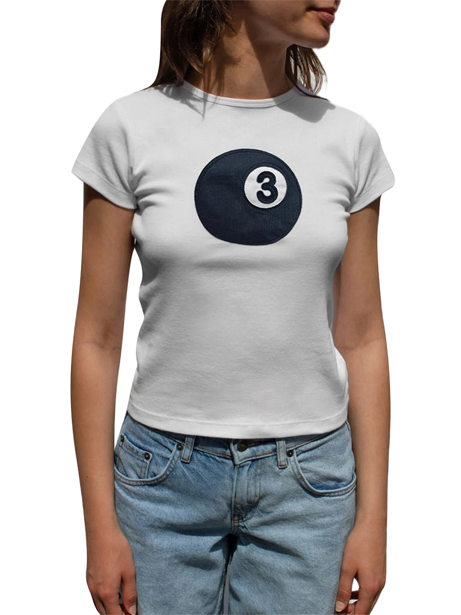 

Женская стильная летняя футболка с коротким рукавом и круглым вырезом с графическим принтом и цветочным дизайном