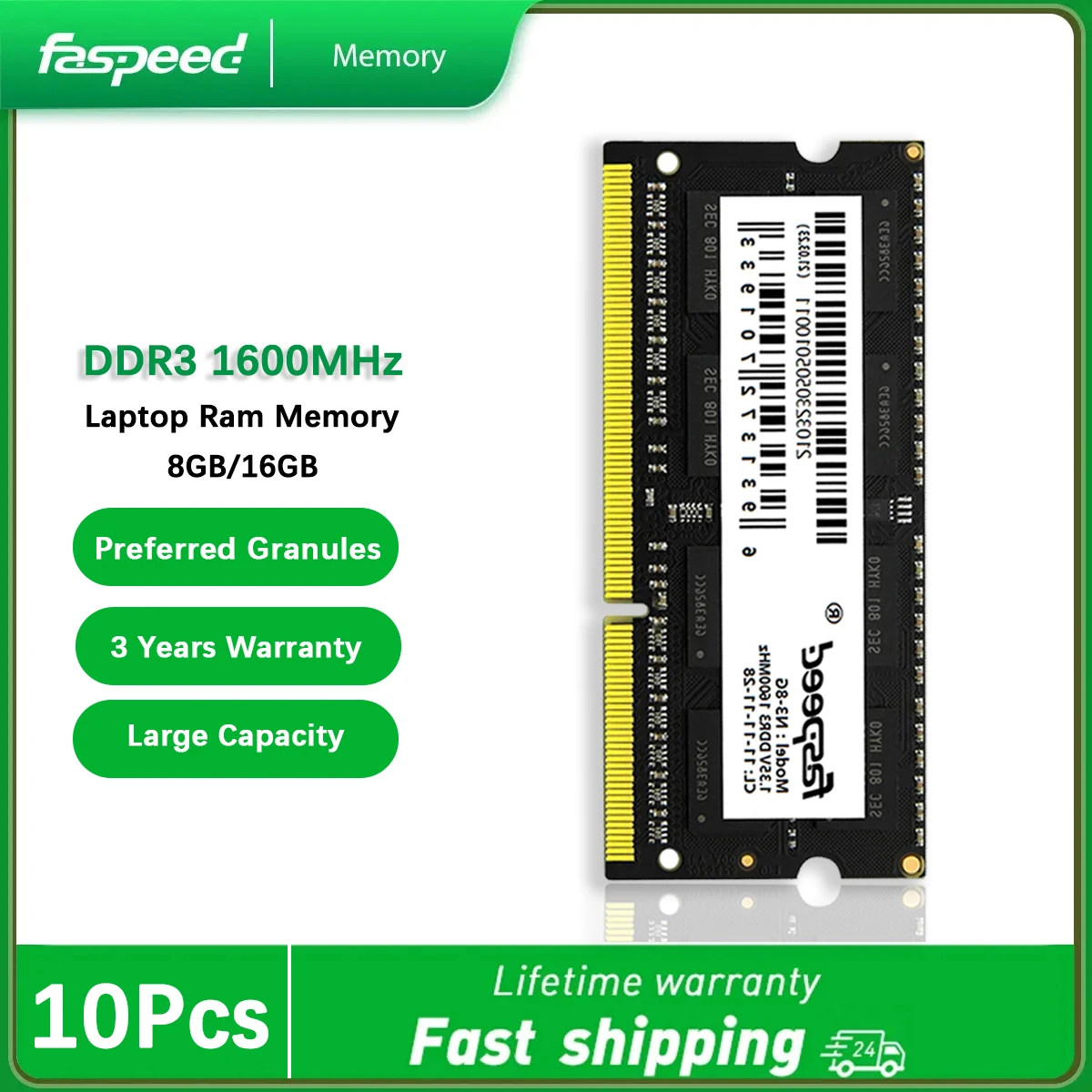 

Faspeed DDR3 4GB 8GB 16GB 1600MHZ Memory Ram Dual Channel Sodimm Laptop 1.35V PC3L-12800 Notebook Memoria RAM DDR3 For AMD Intel