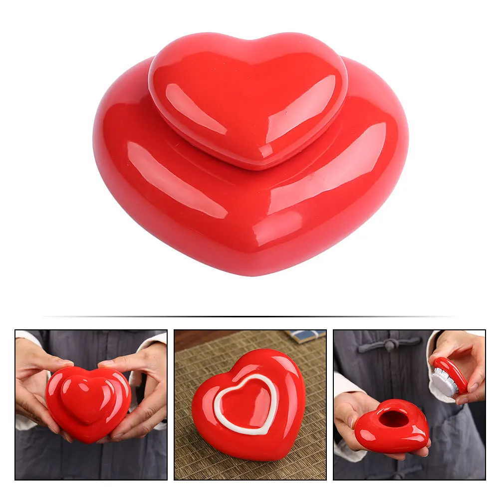 

Heart Shaped Rouge Balm Face Cream Storage Container With Lid Portable Powder Canister Travel Jar Sealed