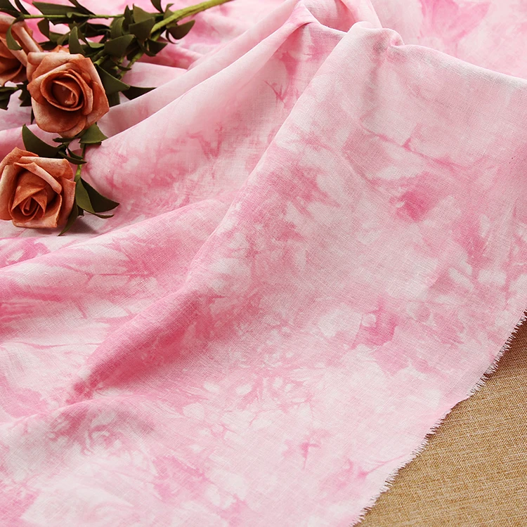 Cotton Linen Tie-dyed Fabric By The Meter for Dresses Clothing Pants Skirts Sewing Children\'s  Thin Drape Summer Printed Textile