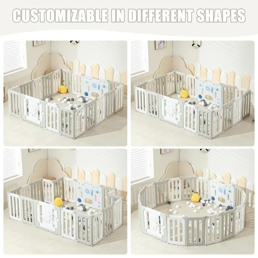 Penna da gioco pieghevole per neonati e bambini piccoli con 18 pannelli Box portatile extra large per cancello per bambini Ideale per interni ed esterni U