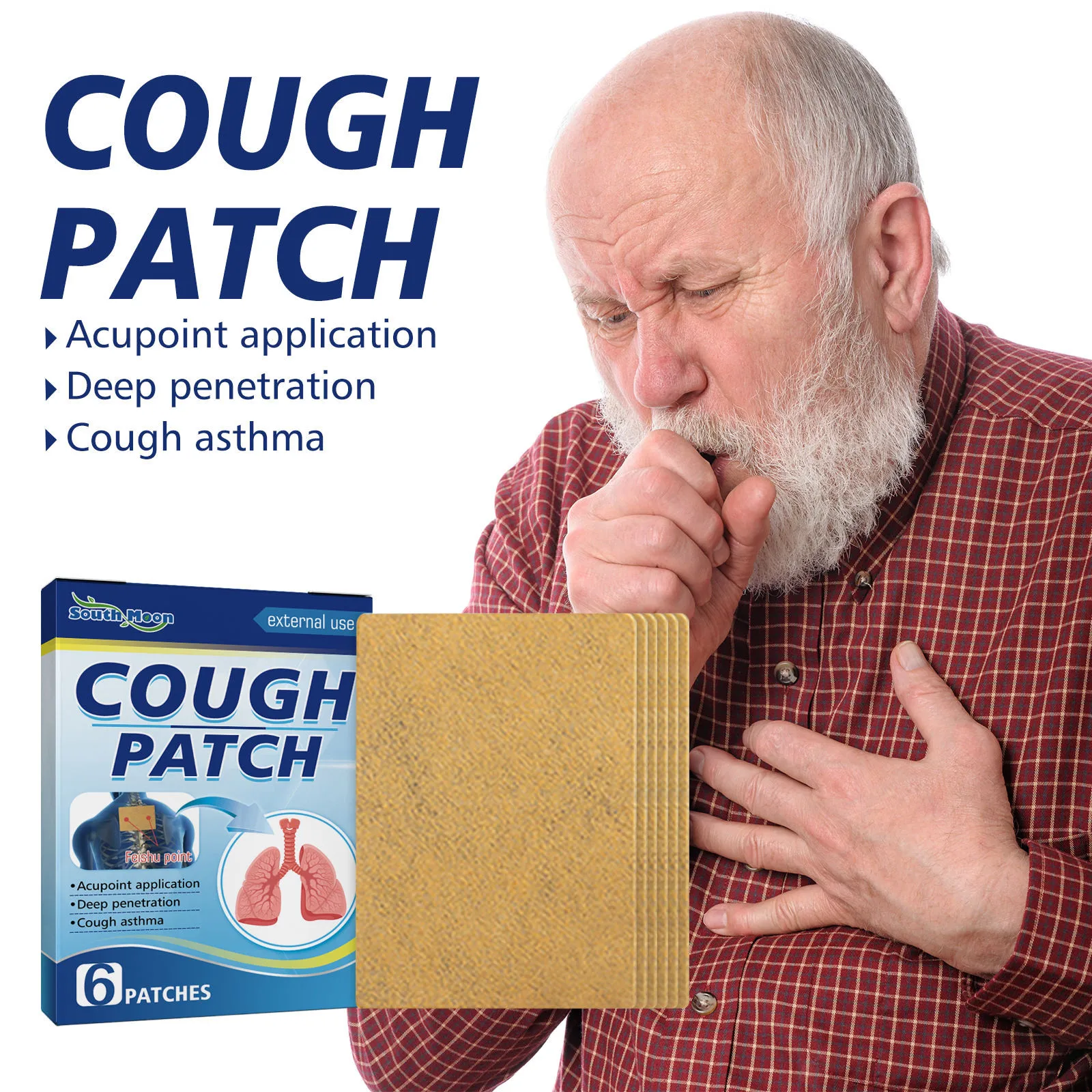 Cough Patch Cough Asthma Health Sticker Acupoint Patches Body Health Autumn And Winter Cough Patch For Elderly And Children Coug