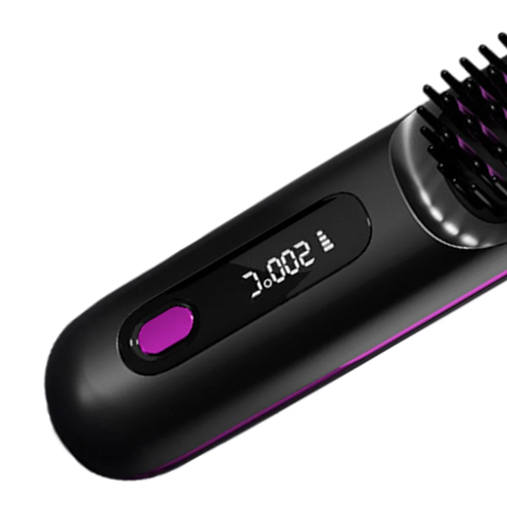 

Cordless Hair Straightener Portable Straightener Brush Digital Display Mini Hot Hair Comb 3 Adjustable Temp for All Hair Types