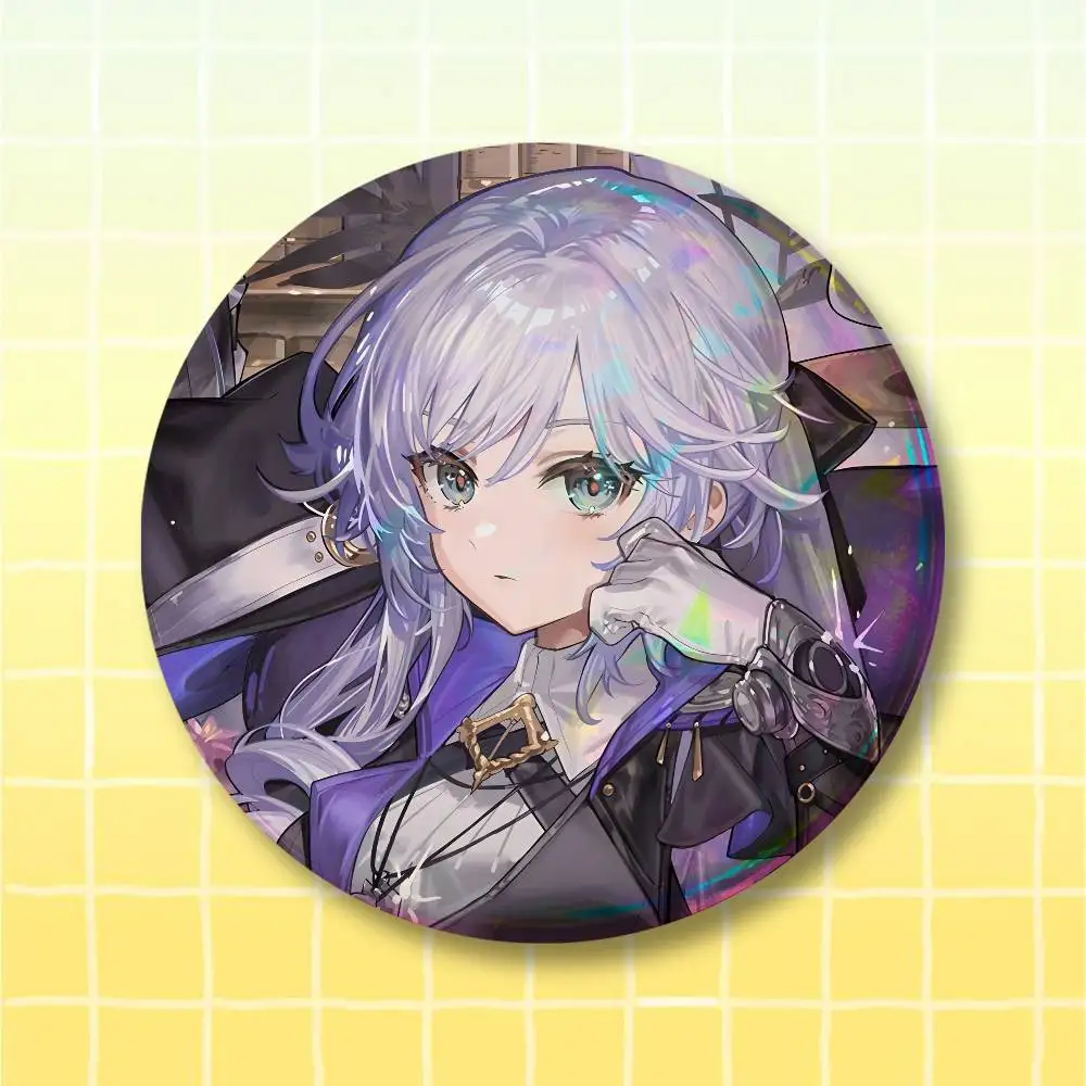 S-Silver Palace Detective Button Supplies Round Badge Pins Clothes Decor Includes Metal Pin Back Cover, Metal Cover,Laser Film