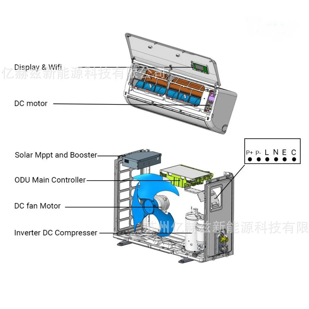 B2-DY ACDC12000BTU grid-connected solar photovoltaic energy saving T3 high temperature air conditioner APP control 1TON