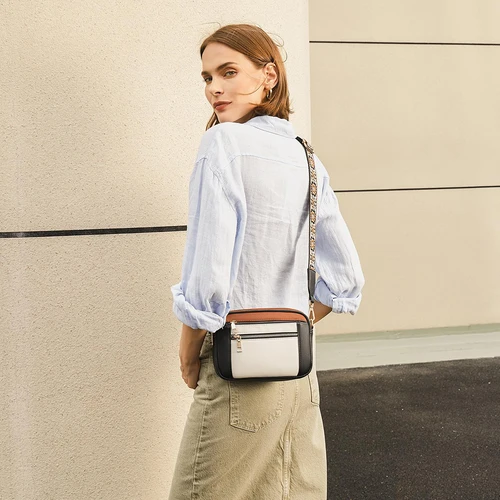 Imagen 2 del producto Bolso de hombro con correa ancha y elegante para mujer, bandolera de piel sintética con múltiples bolsillos, bolso de viaje con correa ajustable