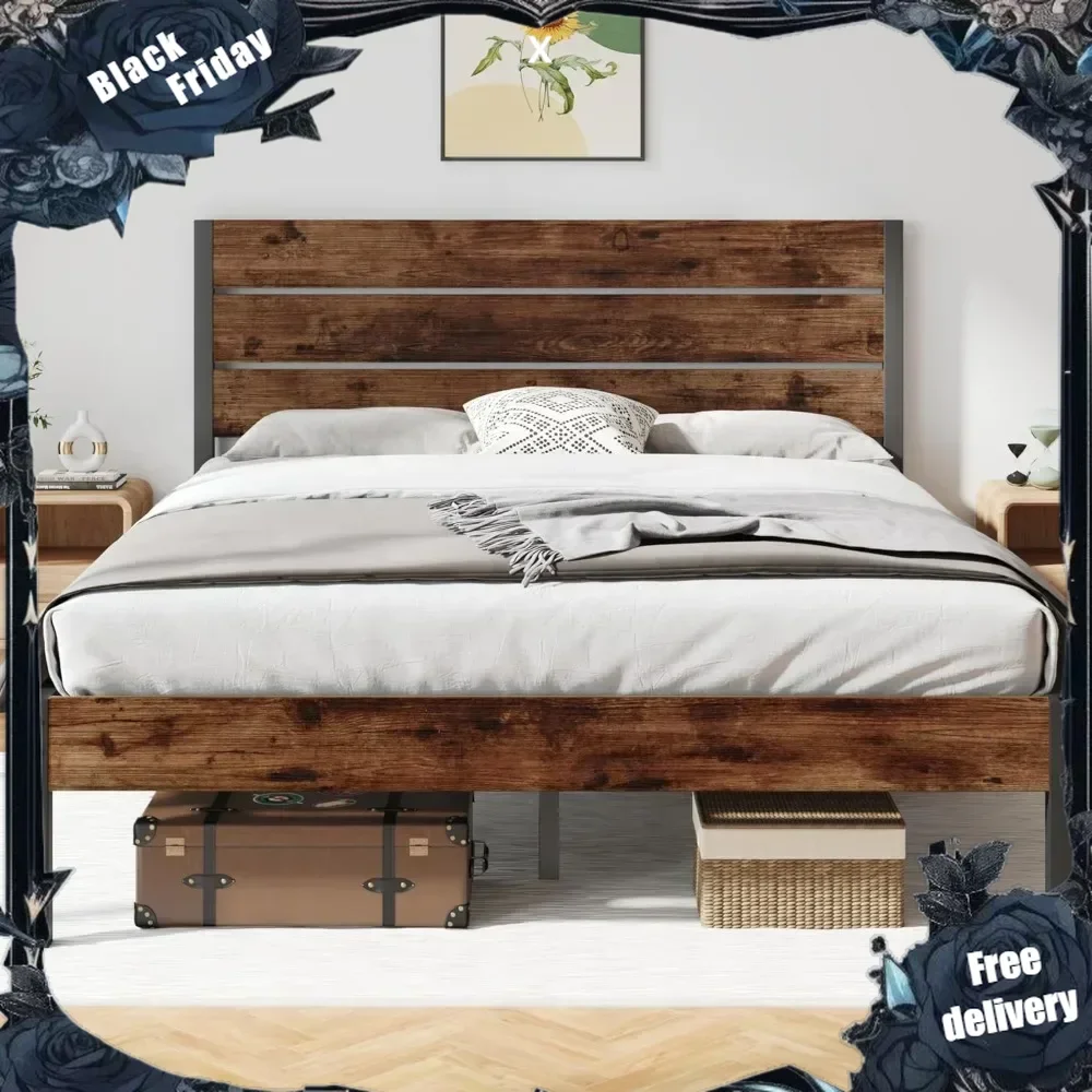 

Bed Frame with Headboard and Footboard, with Under Bed Storage, All-Metal Support System, No Box Spring Needed, Easy Assembly