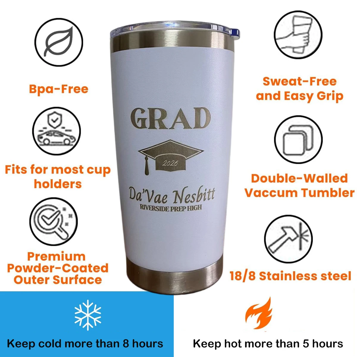 Personalized Graduation Gifts, Custom Name/Text 20oz Tumbler Class of 2026 Graduation Gifts for College High School Grads