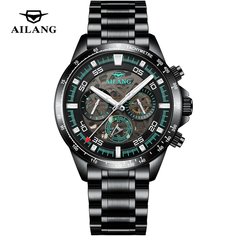 

Мужские механические часы AILANG, модные, из нержавеющей стали, водонепроницаемые, с подсветкой, с указанием дня недели и даты, роскошные автоматические часы.