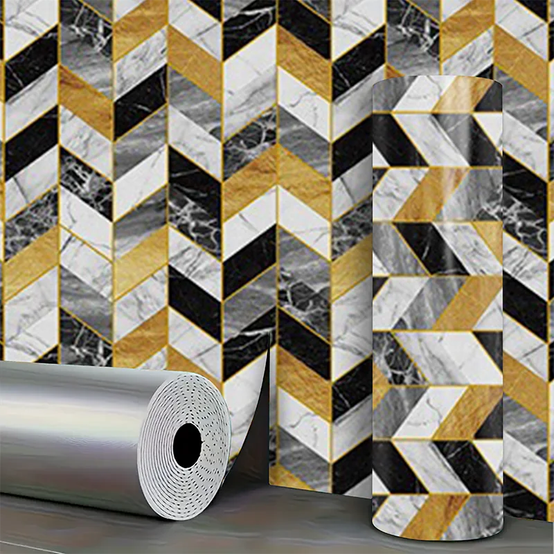ملصق حائط من بلاط السيراميك المقلد PVC المقاوم للماء ذاتي اللصق للمطبخ وغرفة المعيشة وغرفة النوم
