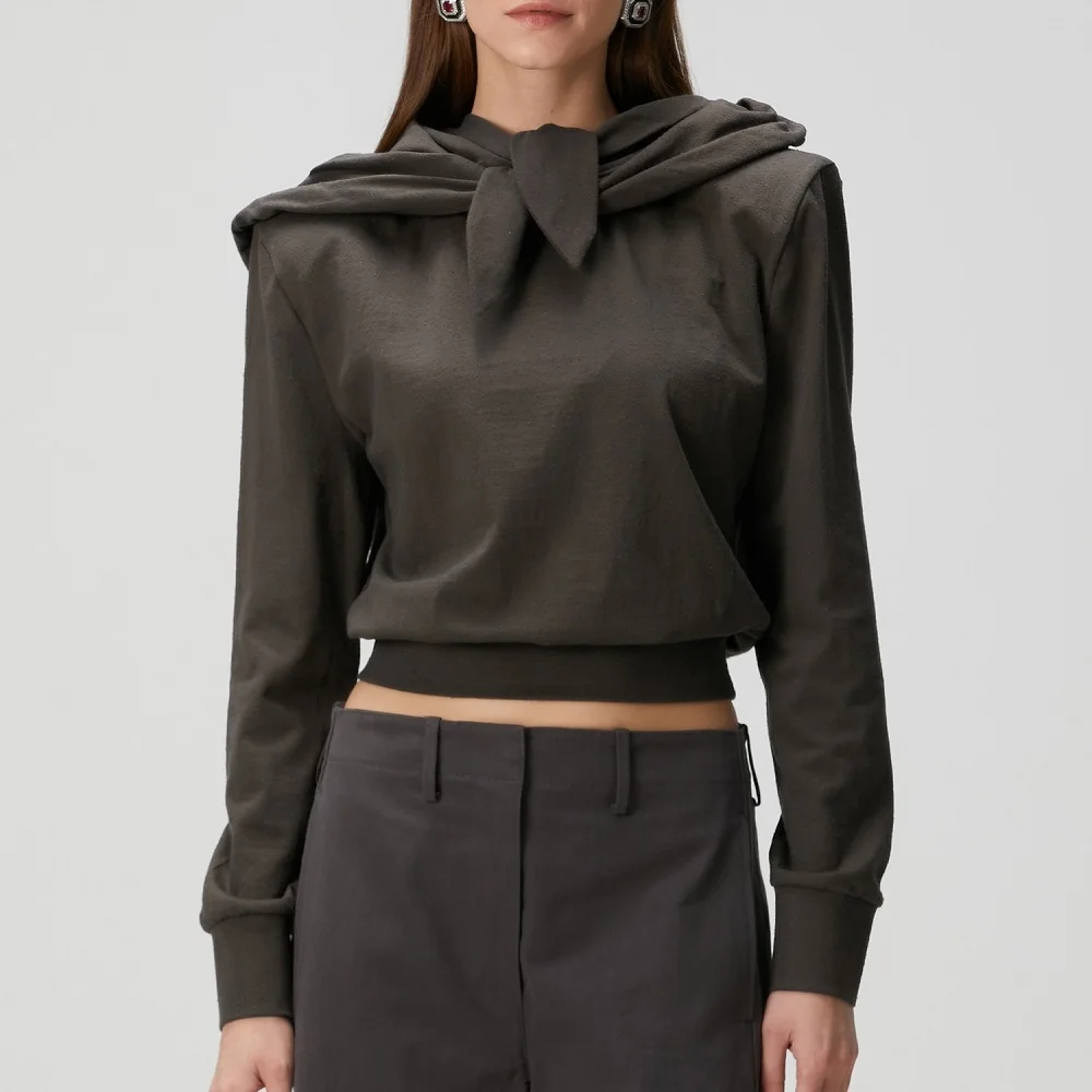 

2025 женская модная футболка, вязаный эластичный корсет, женская одежда, пуловер с капюшоном Y2K, новые модные высококачественные топы, бюстгальтер