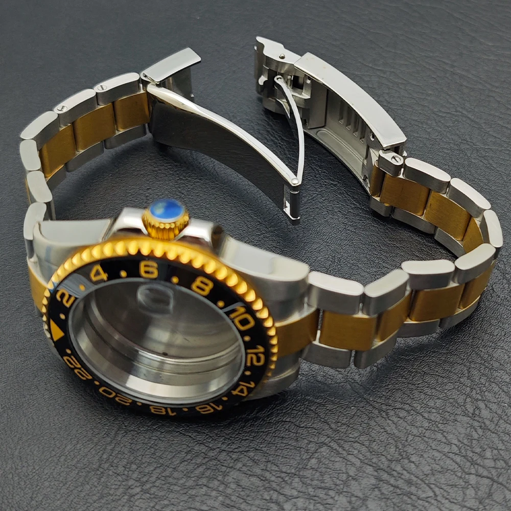 40.5mm Case Steel Watch Box Silvery Gold Rose gold Case Fit NH35 NH36 Movement/Hands/Dail Accessories Sapphire Glass 22mm Band