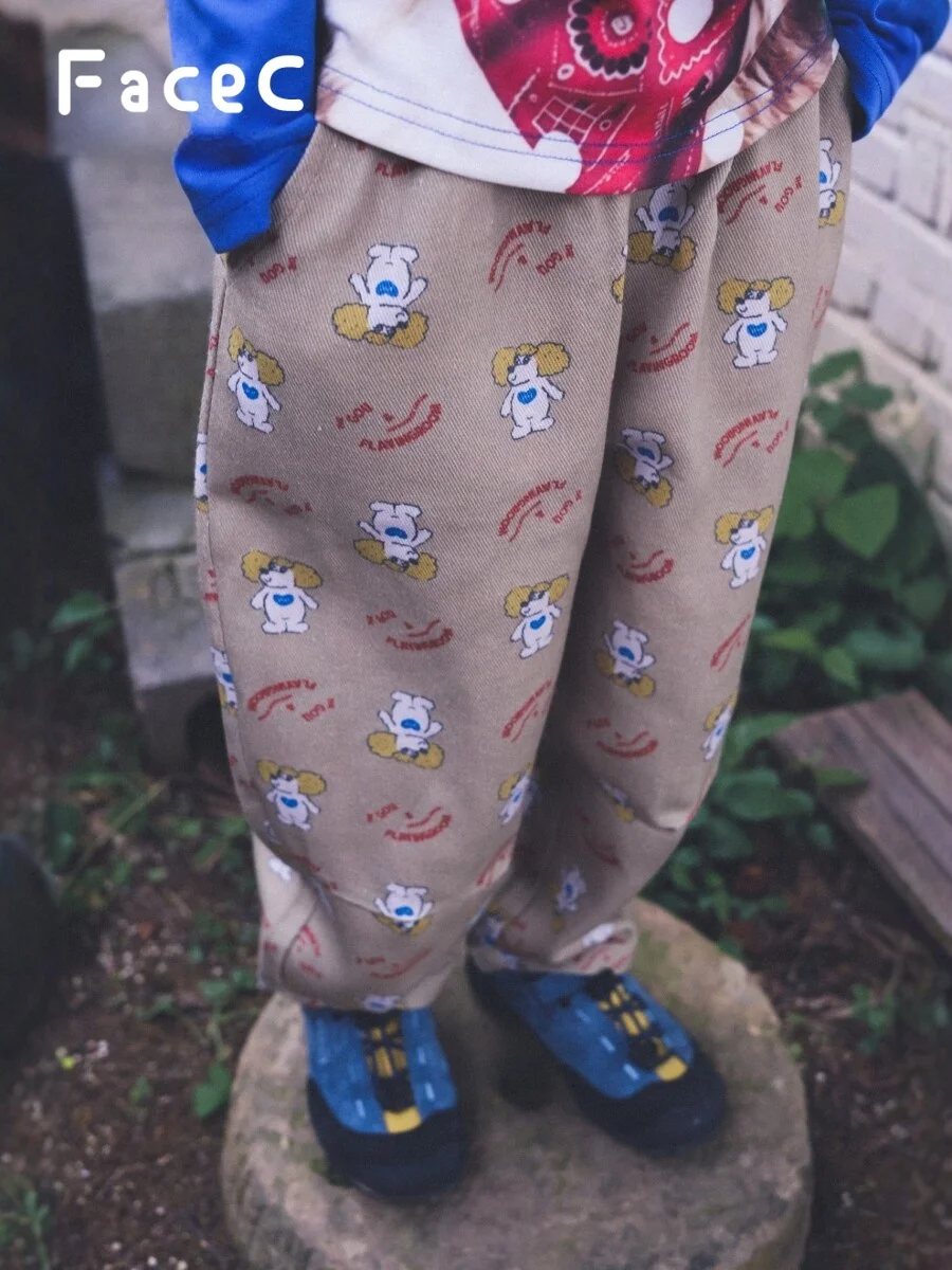 Pure Cotton Ruffle Pants for Girls Outdoor Camping Hiking Trousers Loose Fit Autumn New Style Children's Clothing FaceC Brand