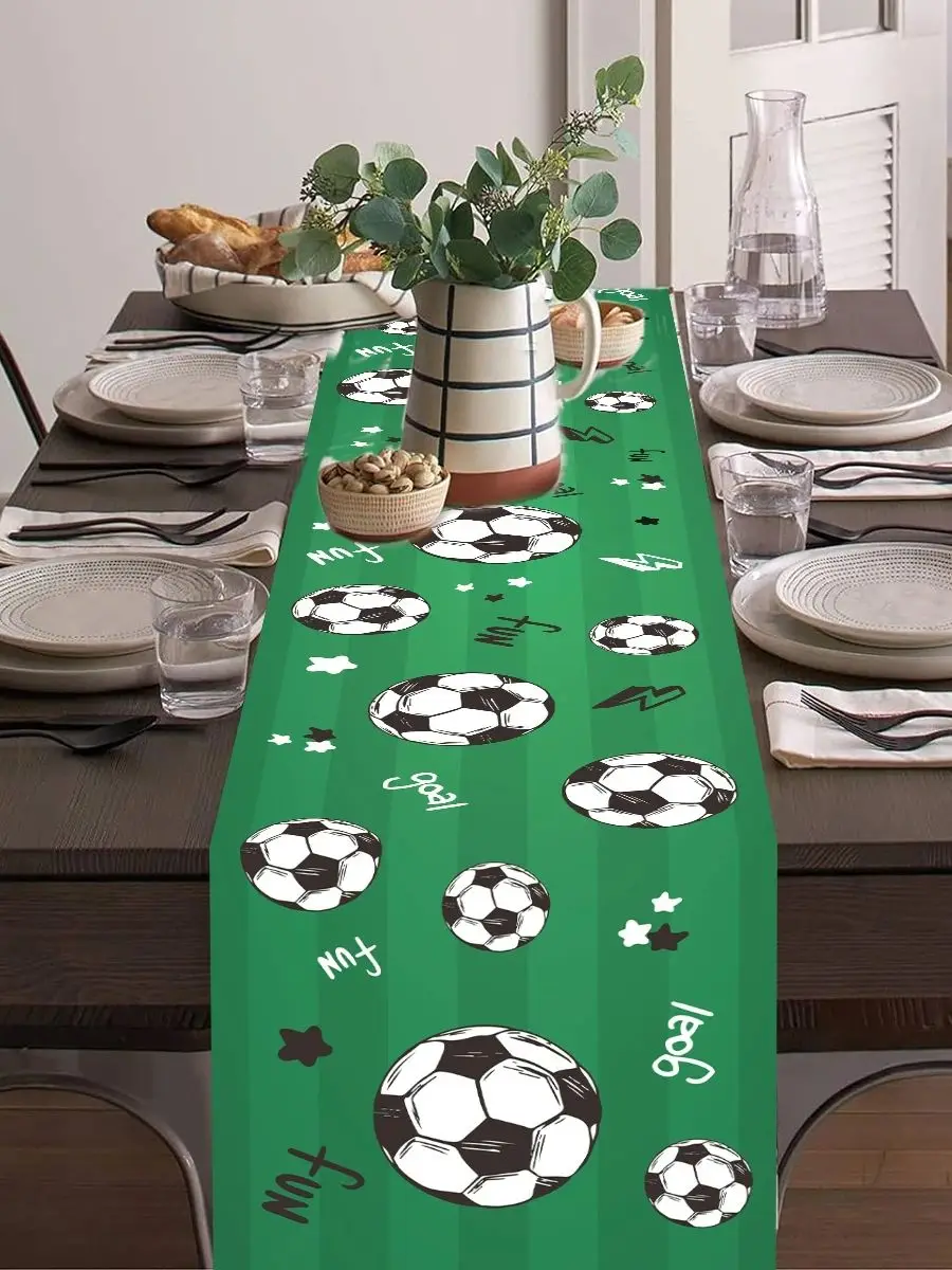 Décorations de chemin de Table de Football en Polyester, 180 × 35cm, nappe de Football, décorations de fête d'anniversaire, décor à thème sportif
