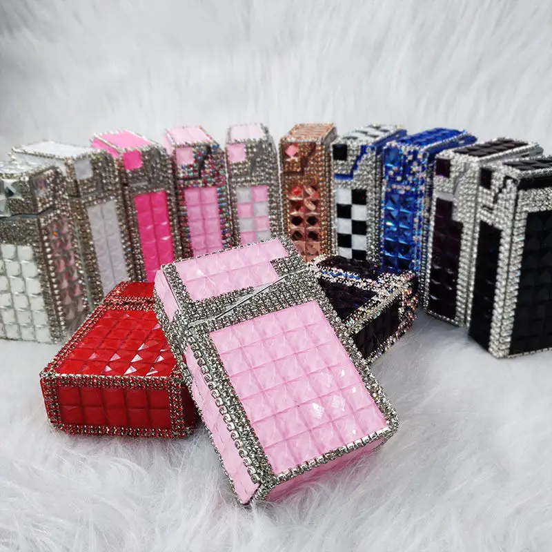 Creative Diamond-encrusted Women\'s Automatic Pop-up Cigarette Case Full Diamond Cigarette Case 20 Cigarette Accessories