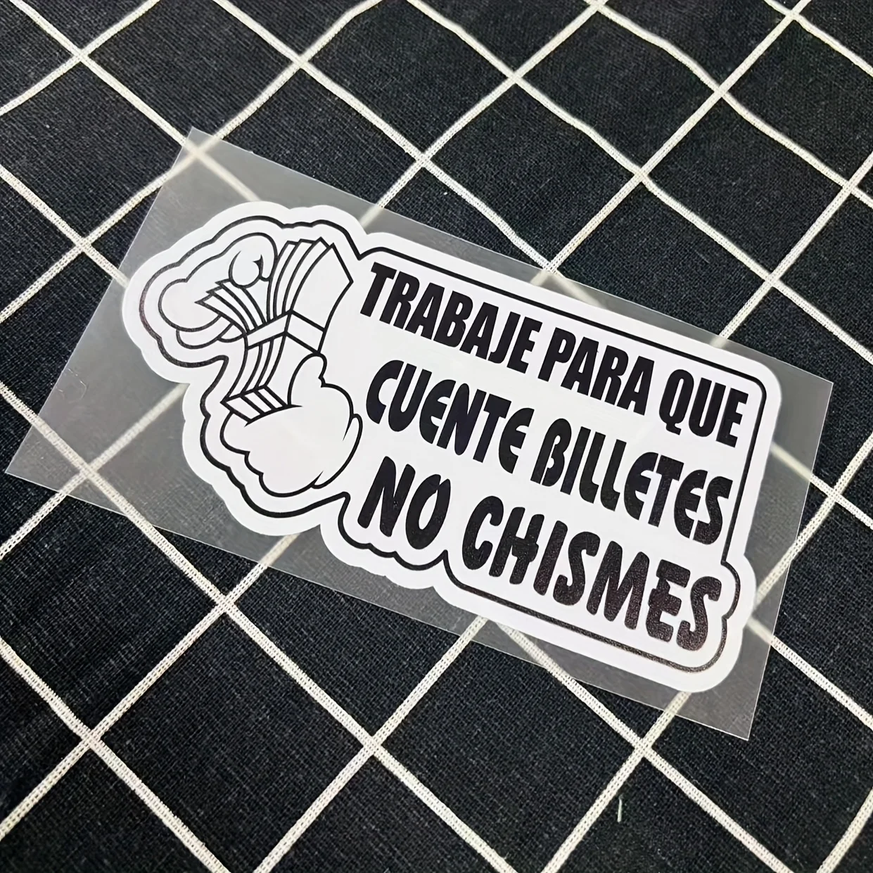 1pc Work Hard for Money Not Gossip Motorcycle Sticker - Creative Vehicle Decoration, Perfect for Car Windshield, Bumper, Tank