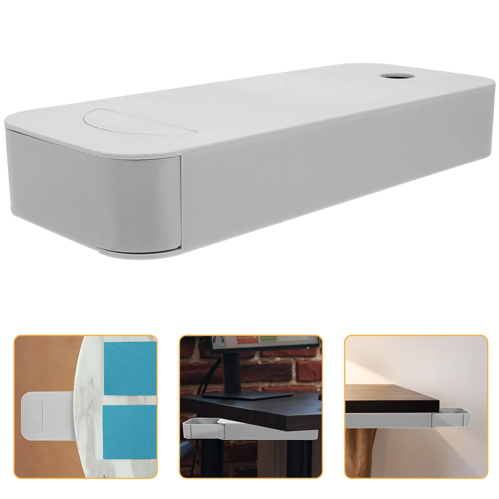 

Пластиковый органайзер для стола: ящик для хранения канцелярии, мелочей, ножниц и клея под столешницу