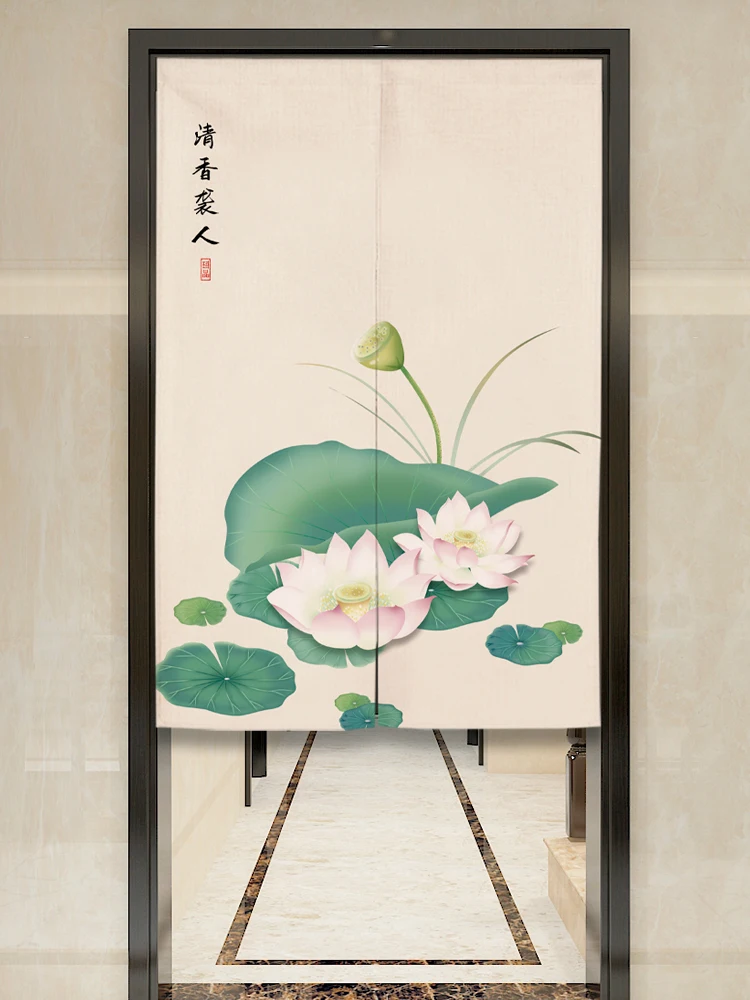 

Китайский Sle Цветок Лотоса Дверная Занавеска Ткань Искусство Гостиная Батовая Перегородка Полузанавеска Домашний Декор Zen Sle Занавеска