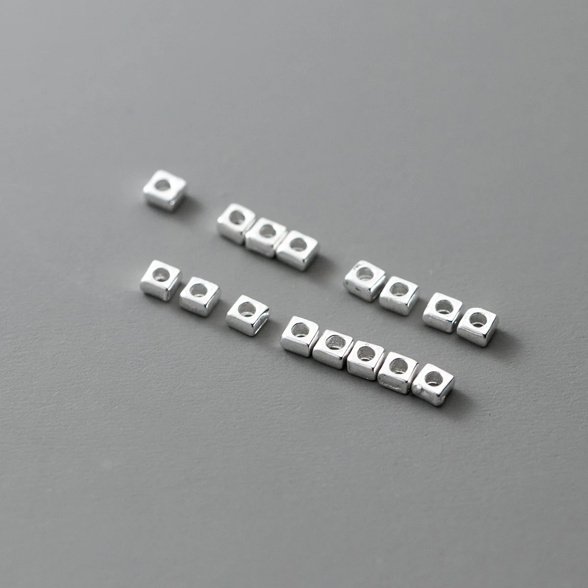 5pcs/lot 925 Sterling Silver Mini Square Loose Beads 2.5mm Handmade Necklace Bracelets Rings Spacer Silver Beads DIY Jewelry