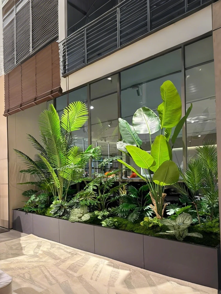 

Имитация зеленого растения, ландшафтный дизайн, комбинация украшения окна, искусственное растение, пейзаж, ландшафтный дизайн, макет двора, вход, индо