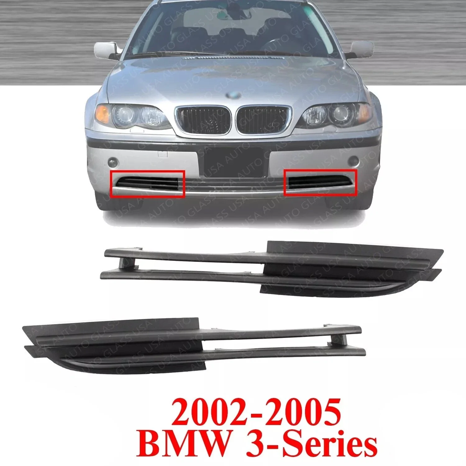 1pair Car LH & RH Bumper Grille For BMW E46 330I 320I 325I 325Xi 2002-2005 51117032614 51117032613-X59A