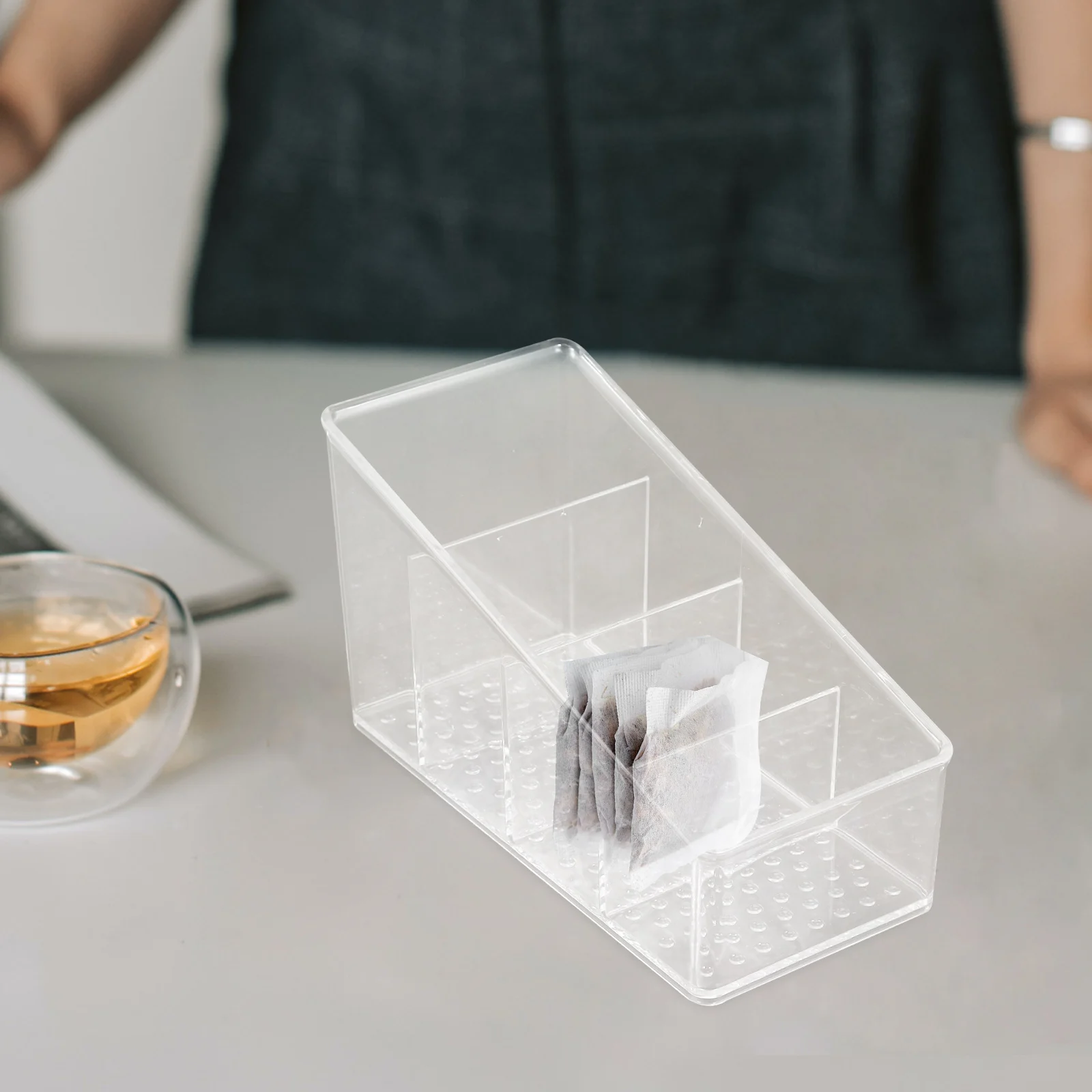

Stylish Transparent Tea Bag Storage Box Organizer Packet Holder For Coffee Station Sugar Bags Desktop Container Compartment Tea