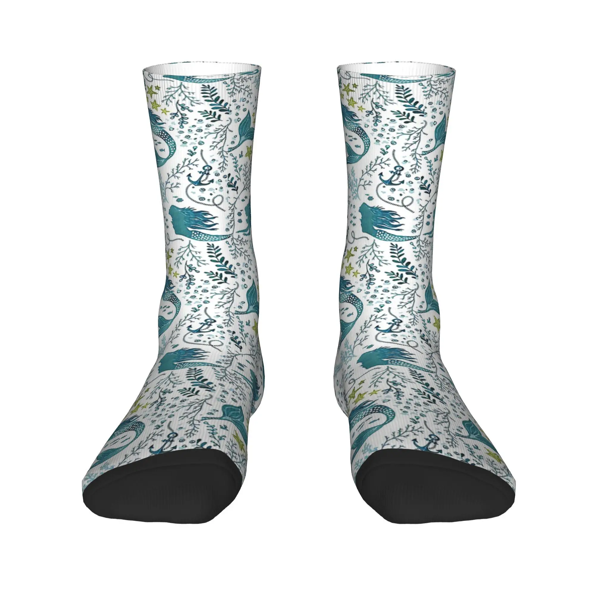 

Легкие носки с изображением русалки в стиле Харадзюку, высококачественные чулки, всесезонные длинные носки, аксессуары для подарков унисекс