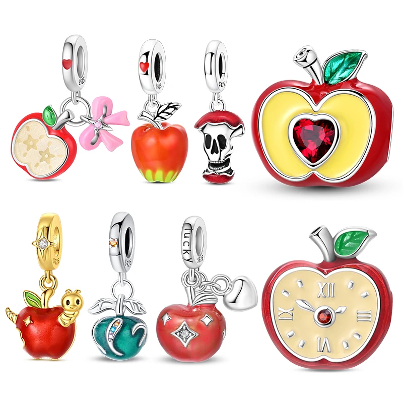 Red Apple Ornament Charm Beads Fit 3mm Bracelet Bangle Necklace For Women Pendant Luxury DIY Jewelry Making Fine Gift Hot Sale