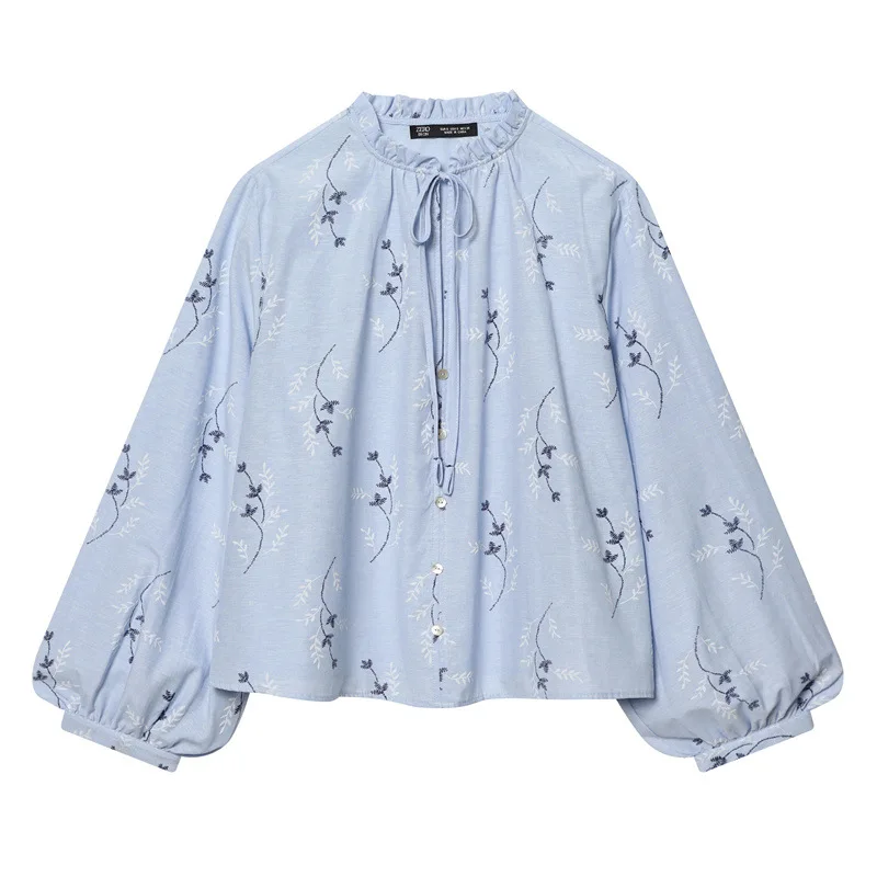 Spring New, Casual Fashion Embroidered Printed Long Sleeve Shirt