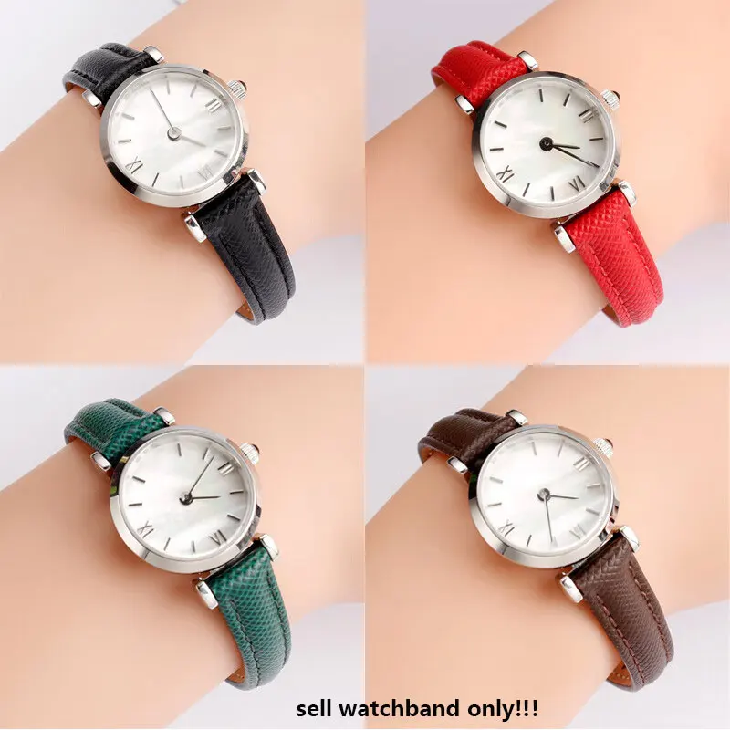 10mm Small Size soft Cowhide Watch Strap For Armani White Moonlight AR1763 AR1764 AR1961 AR1684 Women's Genuine lea-ther strap