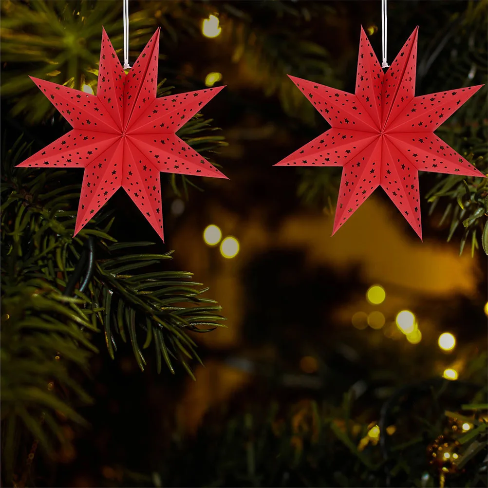 

6pcs 35Cm Nine Pointed Paper Star Lantern Hanging Lamp Shade For Christmas Wedding Party Home Decor Foldable Star Light