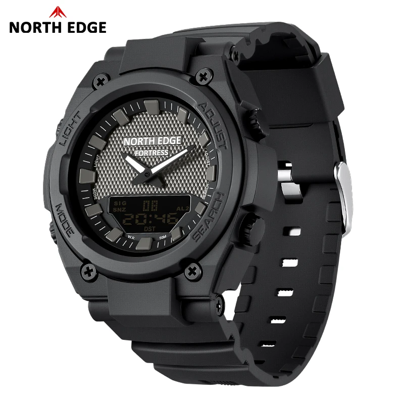 

NORTH EDGE FORTRESS 2026 Men's Military Digital Watch Outdoor Sports Waterproof 50M Watches World Time Countdown LED Wristwatch