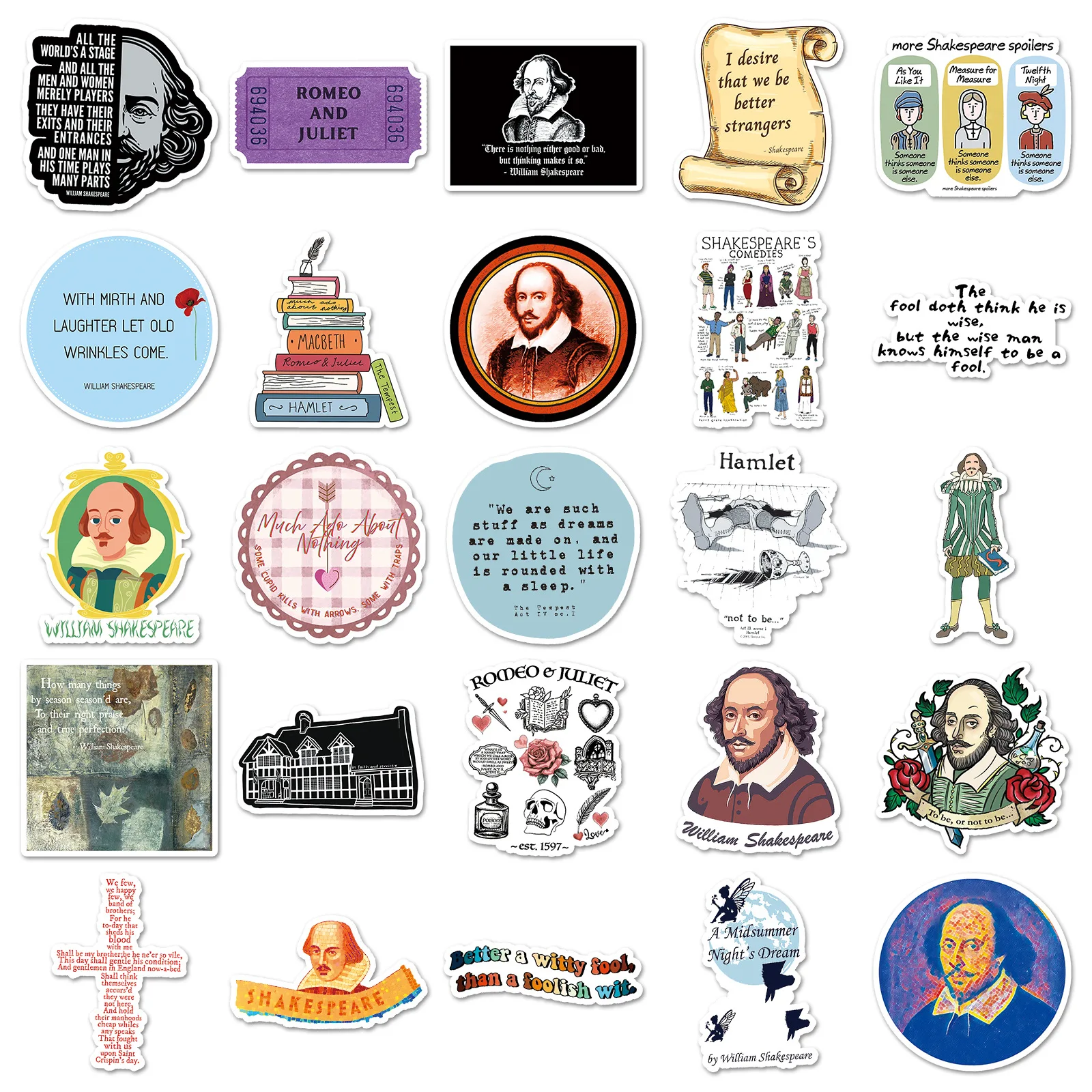 10/50PCS Famous Poet William Shakespeare Stickers Cartoon Creative Decorative Graffiti Decal Toys for Guitar Water Cup Suitcase - Image 6