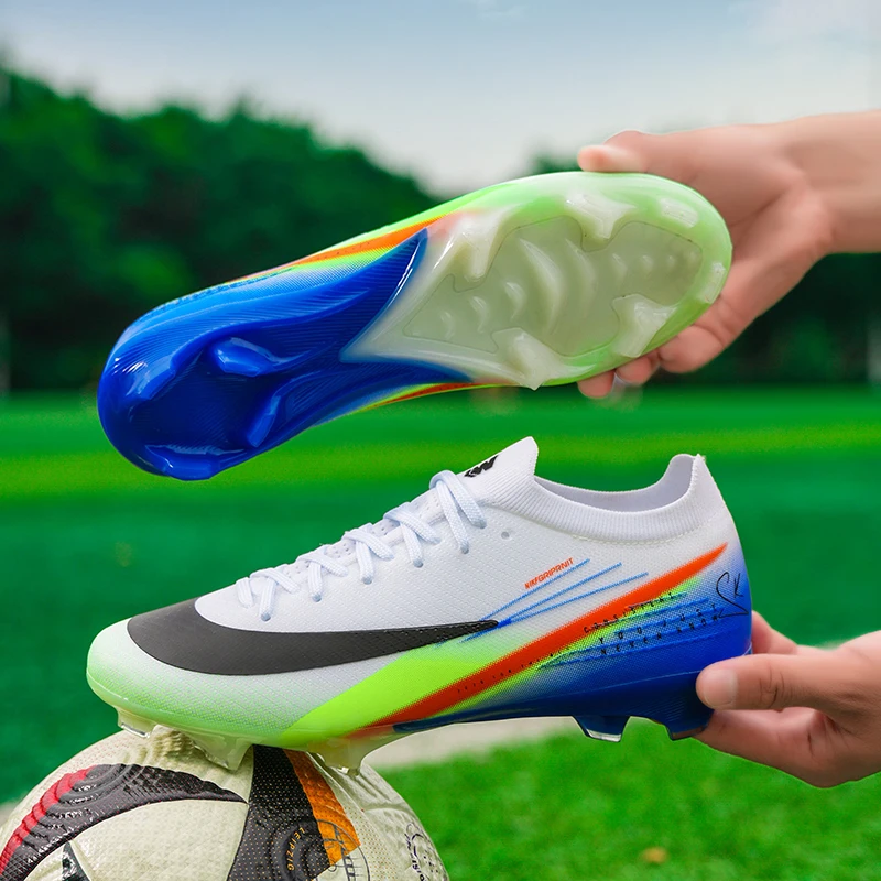 New Men Football Boots Cleats Outdoor Soccer FG Ultralight Match Soccer Shoes Training Shoes Drop Shipping Non-Slip Long Spikes