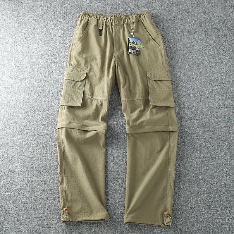 Elastic S-4XL Pants Shorts 6 pockets Quick drying Detachable Trousers Summer Men Women Outdoor Sports Hiking Trekking Thin Pants
