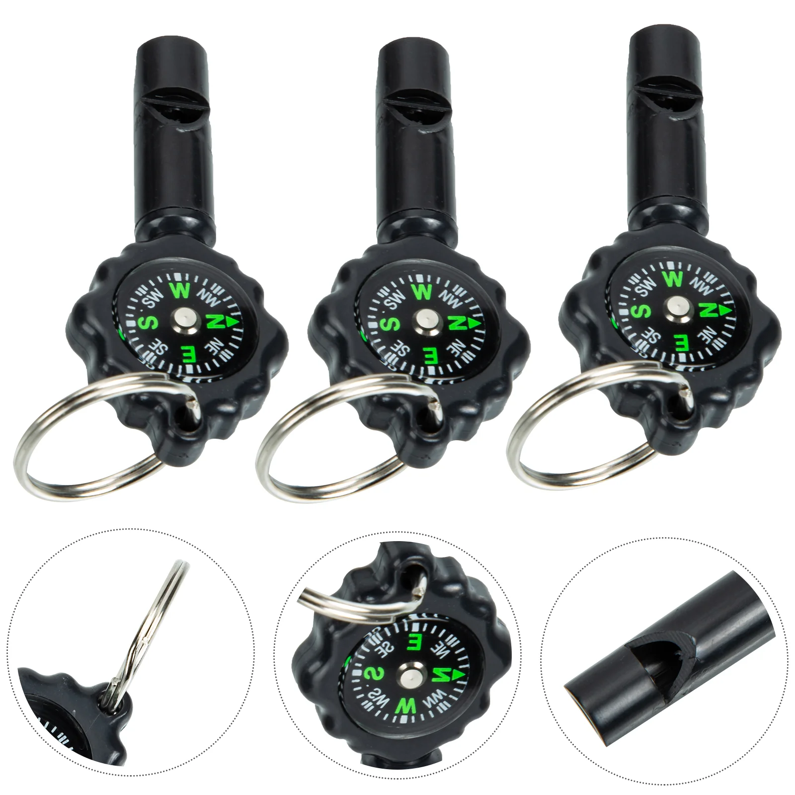 

3 Pcs Whistle Survival Whistles With Lanyard Outdoor Compass Keychain The Offering Bird Boutique Abs Man Travel