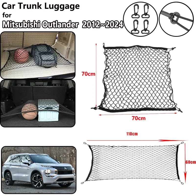 

Car Trunk Net For Mitsubishi Outlander Accessories 2022 2023 2024 GM GN ZM Back Rear Trunk Organizer Elastic Luggage Bag Cargo