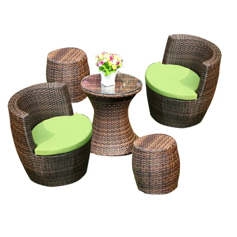 Patio Furniture Steel Frame Durable Hand Woven Wicker Garden Table