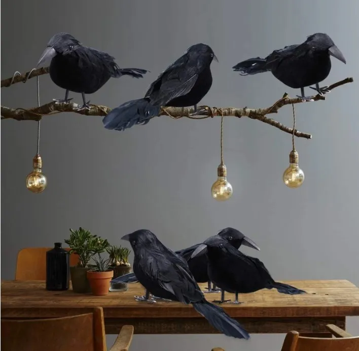 Realistic Artificial Crows Party Ornament Halloween Decorations 2023 Halloween Party Props Horror Crow Decoration 6pcs