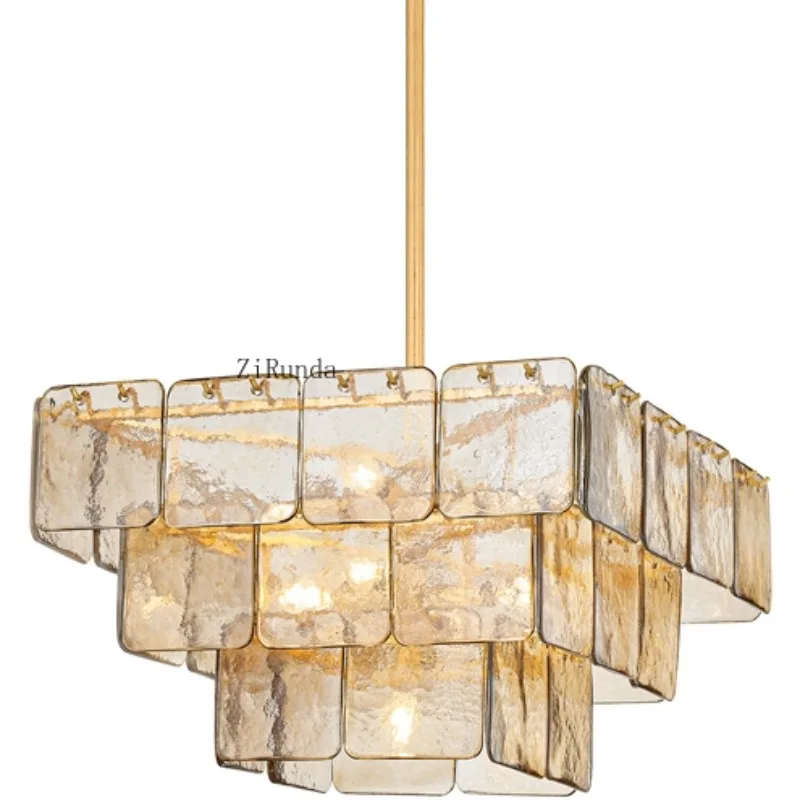 Modern high-quality luxury stair chandelier dining room lamp chandelier suitable for villa living room large glass chandelier