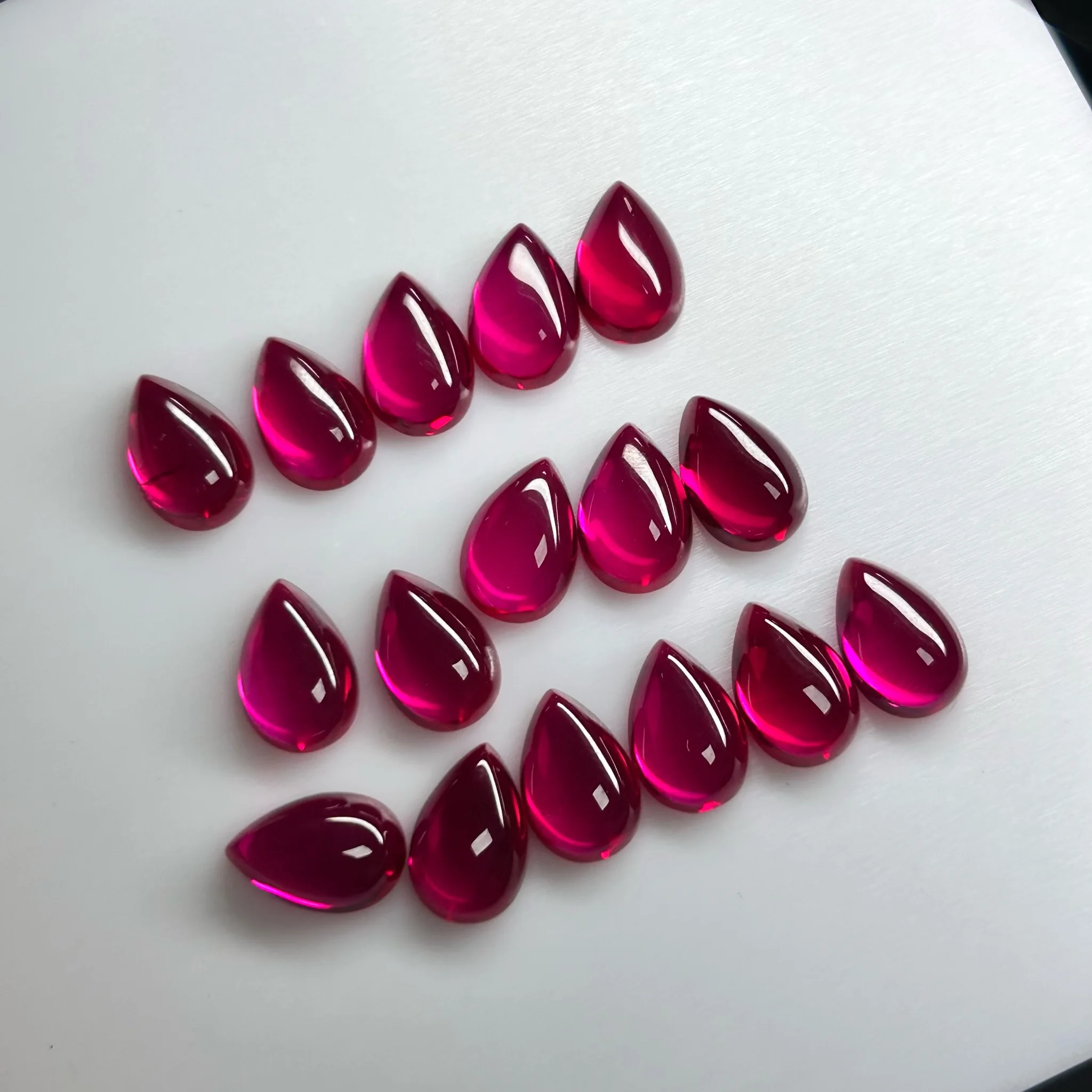 

Drop Flat Cabochon Pear Cut Ruby From 7x9mm To 12x16mm Synthetic Corundum Stone
