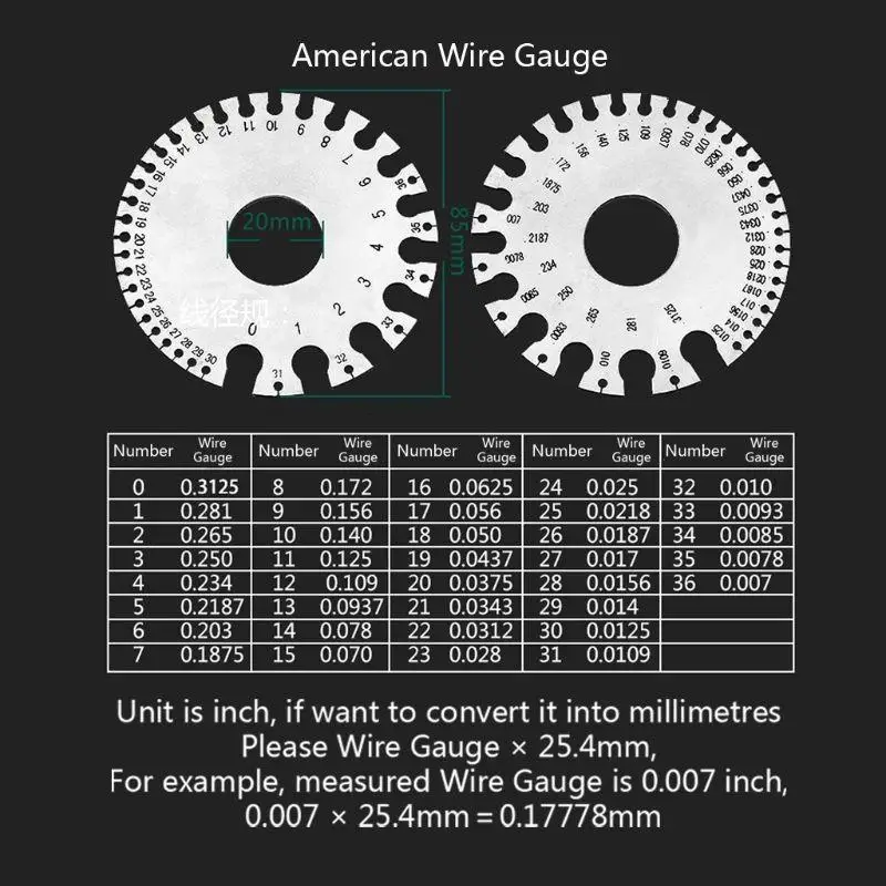 

Y1UD Stainless Steel Round Wire Gauge Thickness Measuring Sheet Diameter Metal